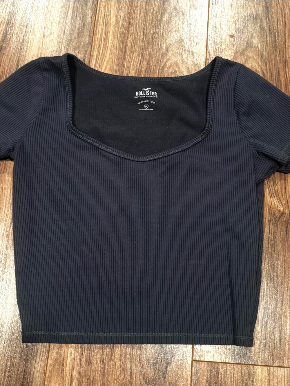 Hollister Navy Ribbed Scoop Crop Top